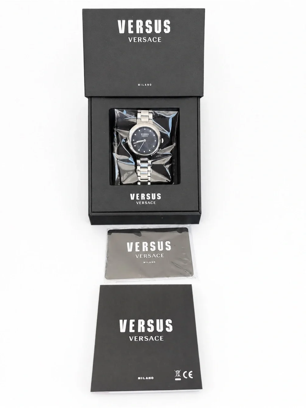 Versus Versace Silver Black Stainless Steel Bracelet Watch